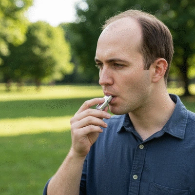 Person discreetly chewing CBD gum